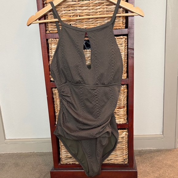 Jessica Simpson Women's Olive Green Textured Swimsuit - Picture 1 of 6